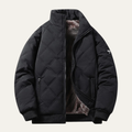 Dama Washington Beau men's quilted puffer jacket black sherpa lined - front view