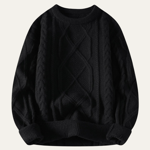 Dama Washington Axel men's cable knit sweater cream crew neck chunky - view 2