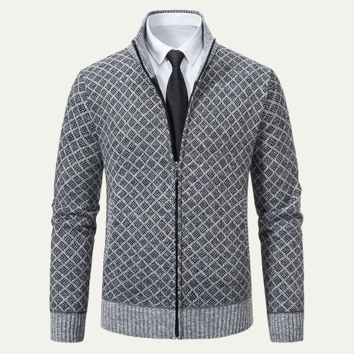 Callum | Men's Cardigan Charcoal Gray Zip Up Knit