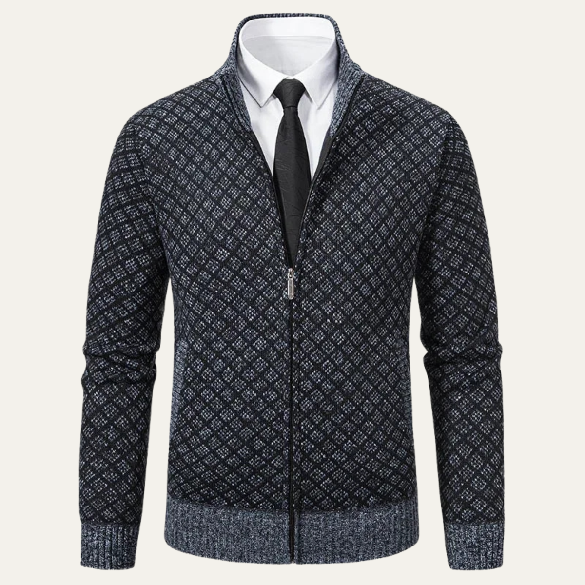 Callum | Men's Cardigan Charcoal Gray Zip Up Knit