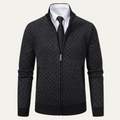 Dama Washington Callum men's cardigan charcoal gray zip up knit - front view