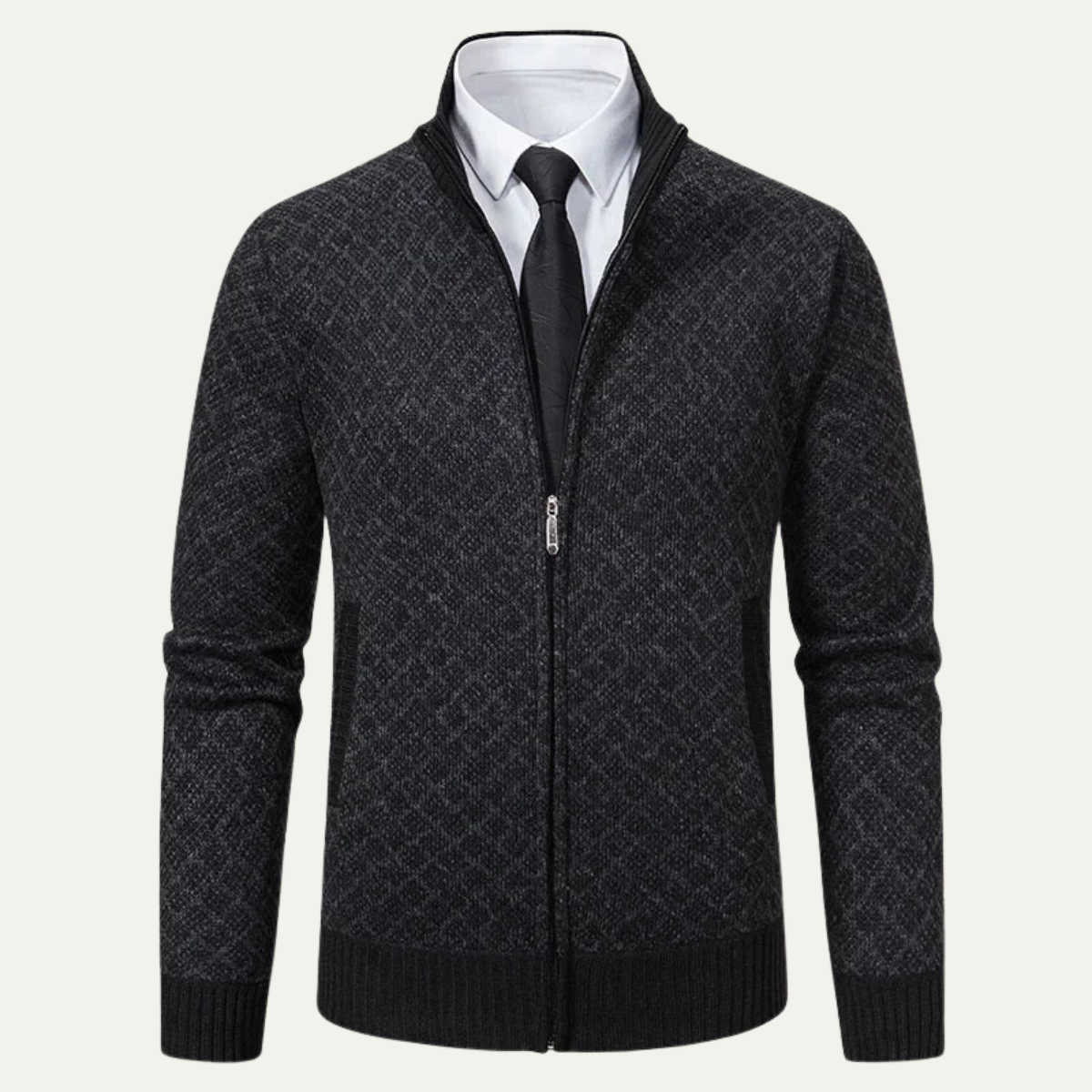 Callum | Men's Cardigan Charcoal Gray Zip Up Knit