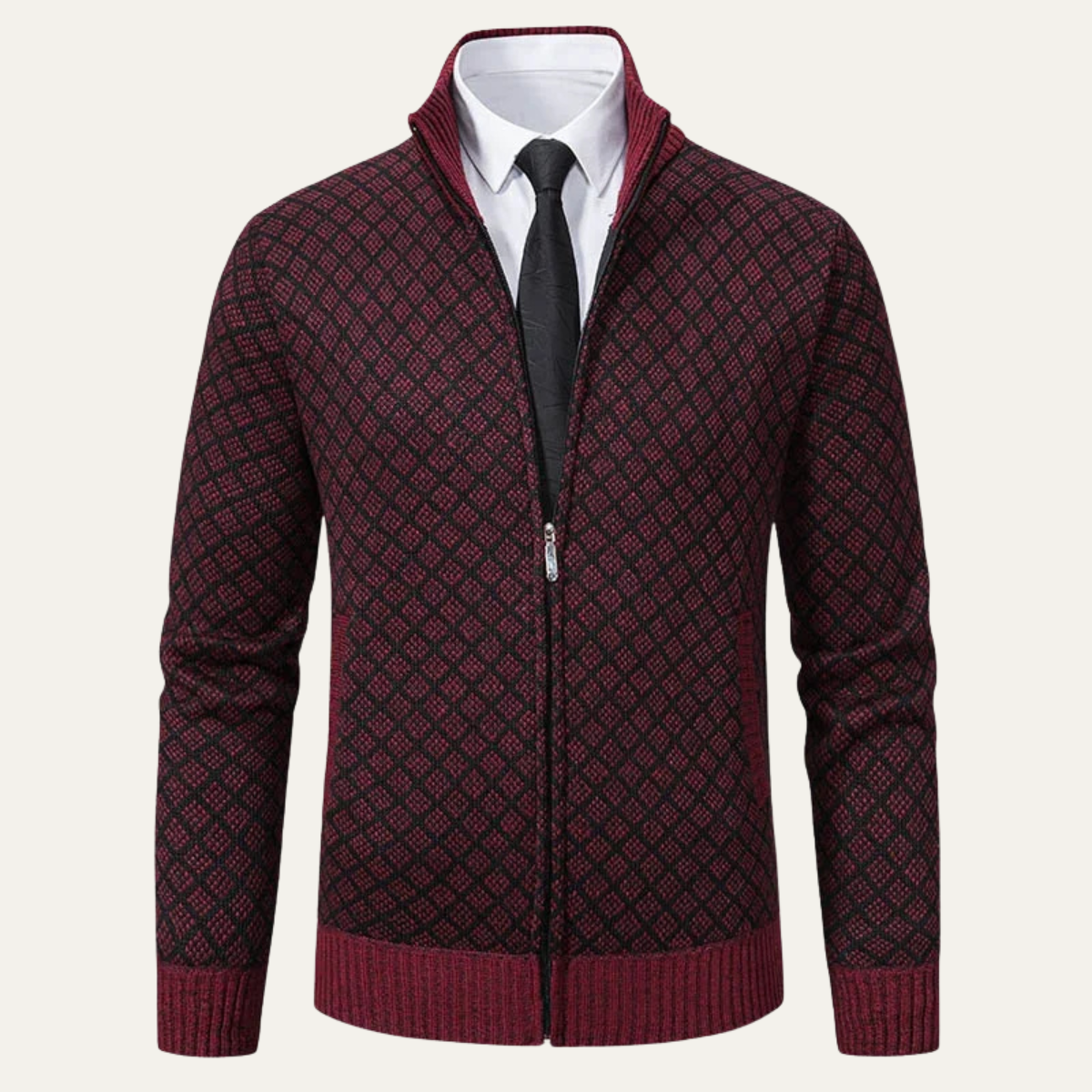 Callum | Men's Cardigan Charcoal Gray Zip Up Knit