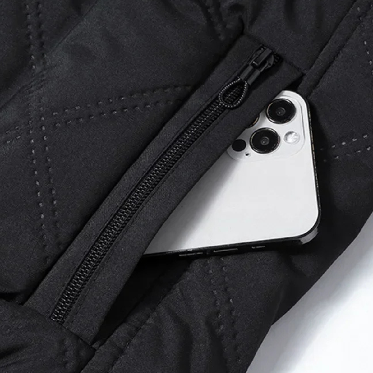 Beau | Men's Quilted Puffer Jacket Black Sherpa Lined