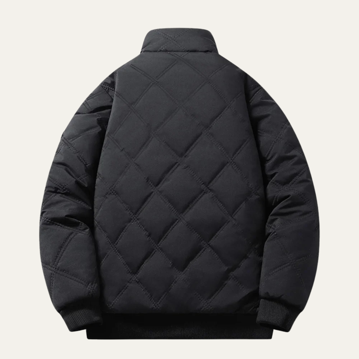 Beau | Men's Quilted Puffer Jacket Black Sherpa Lined