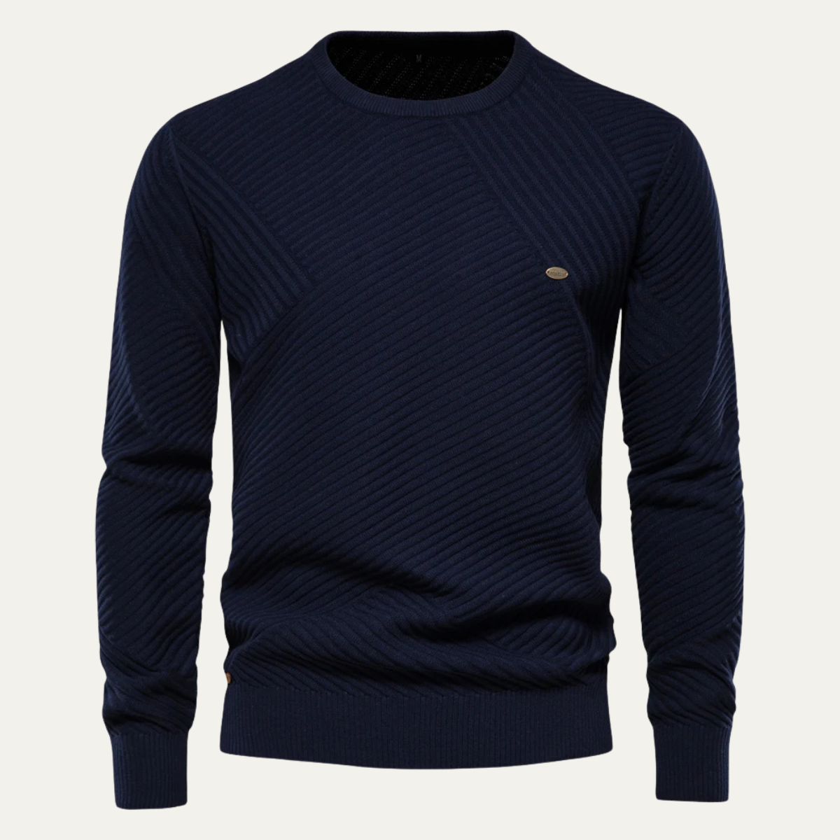 Axel | Men's Crew Neck Sweater Black Textured Knit