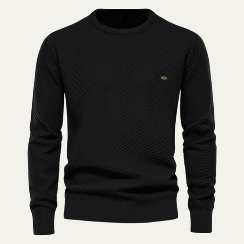 Dama Washington Axel men's crew neck sweater black textured knit - front view