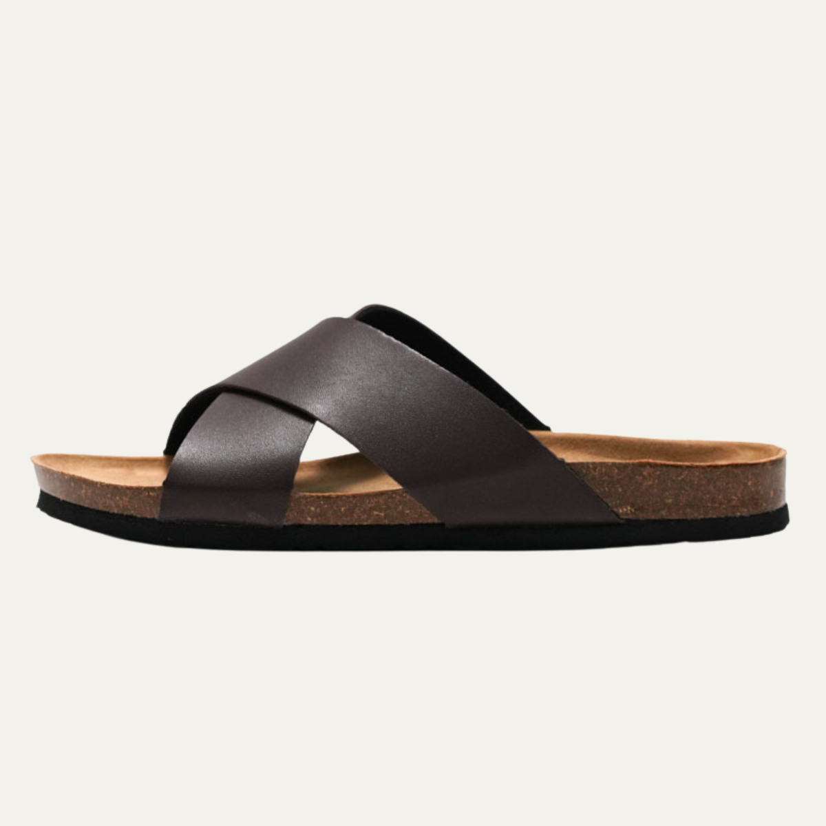 Dama Washington Lucca men's classic leather slide sandals dark brown - front view