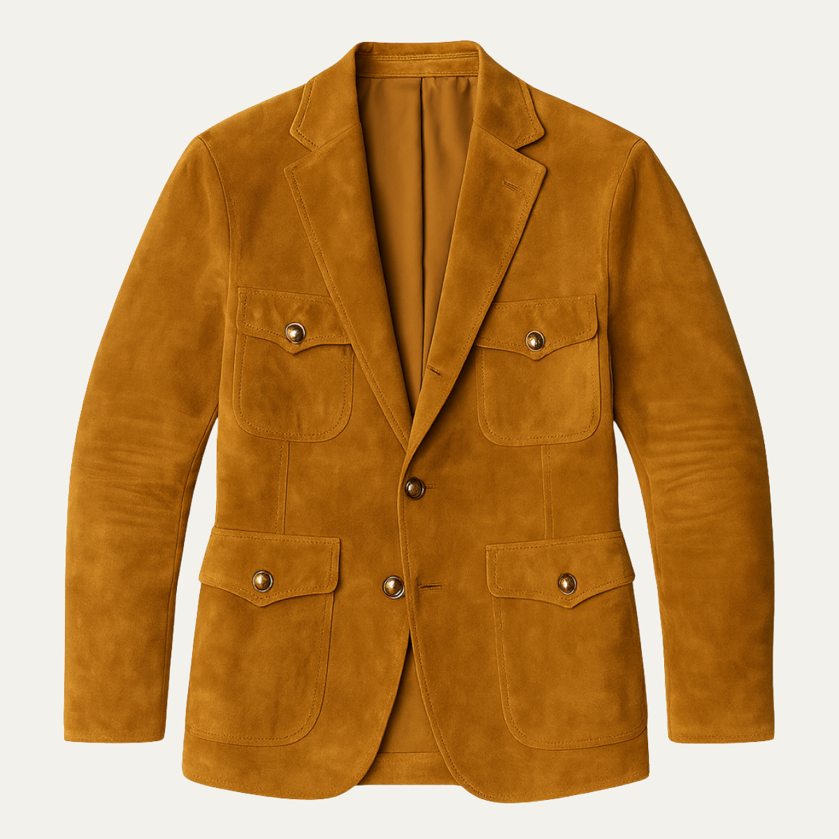 Bram | Men's Casual Suede Blazer Tan Multi Pocket