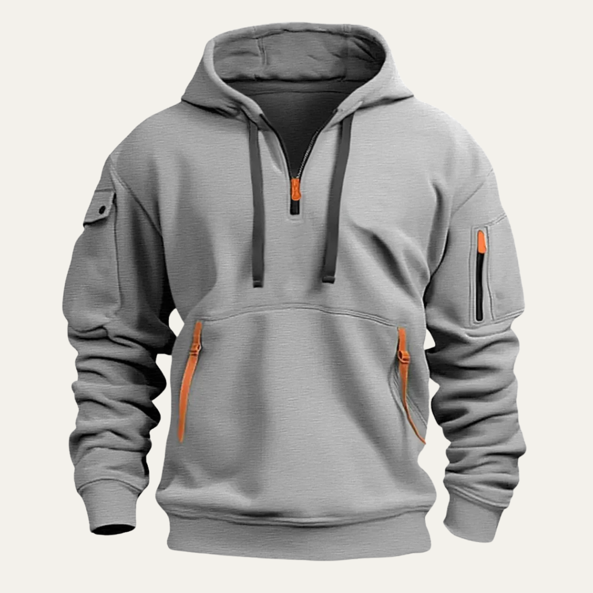 Axel | Men's Tactical Cargo Hoodie Beige Multi Pocket