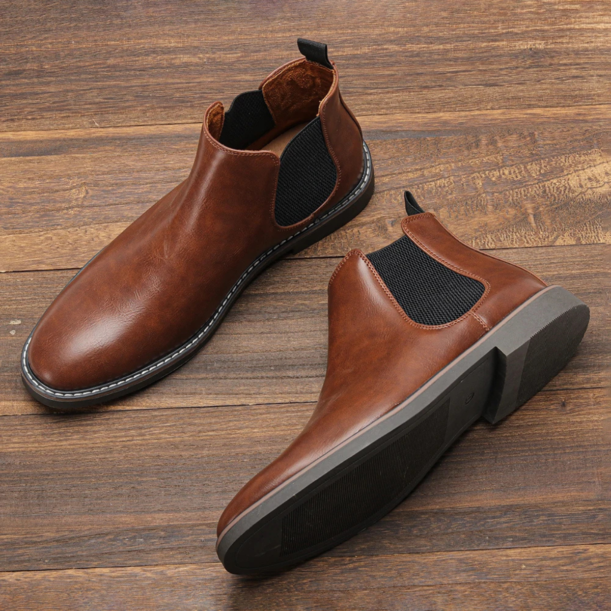 Leo | Men's Chelsea Ankle Boots Brown Suede Slip On