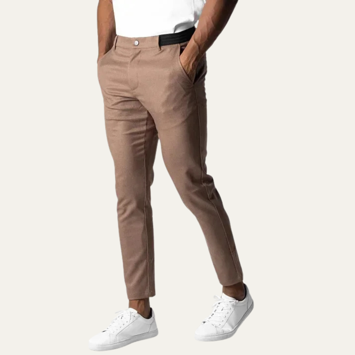 Beau | Men's Slim Fit Chinos Cream Stretch Tailored