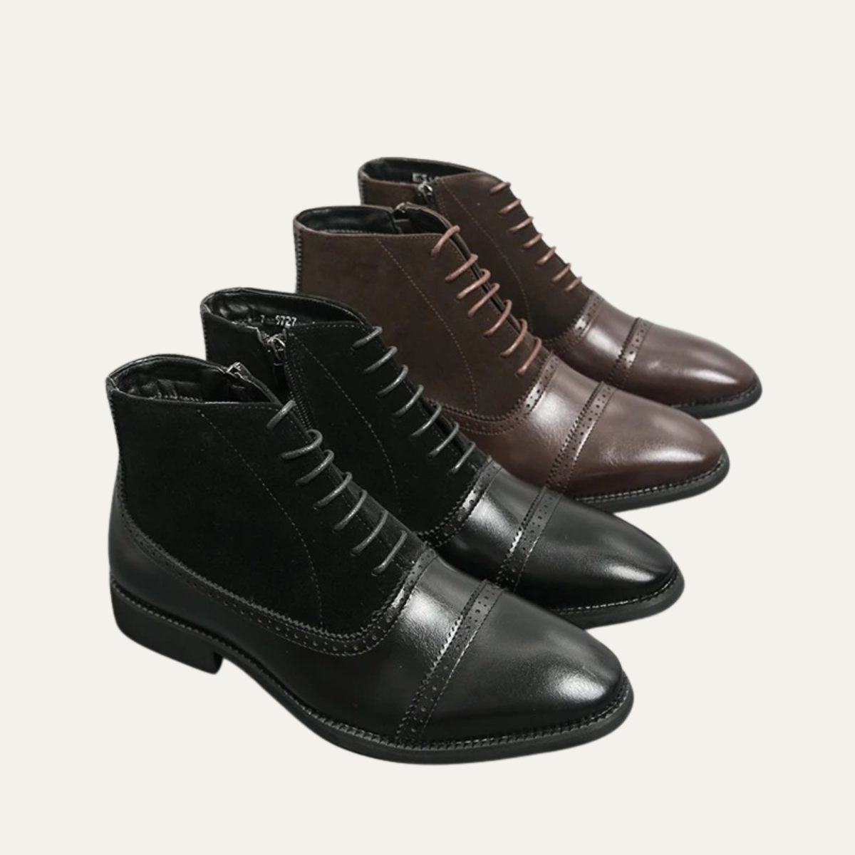 Sage | Men's Leather Lace Up Boot Brown Wingtip Ankle