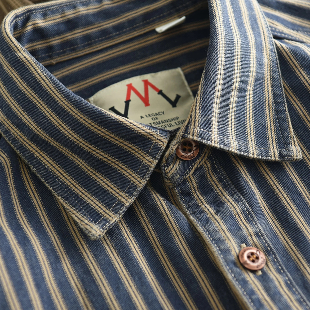 Ivo | Men's Striped Button Up Shirt Navy Cream