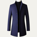 Dama Washington Voss men's navy wool overcoat button front - front view