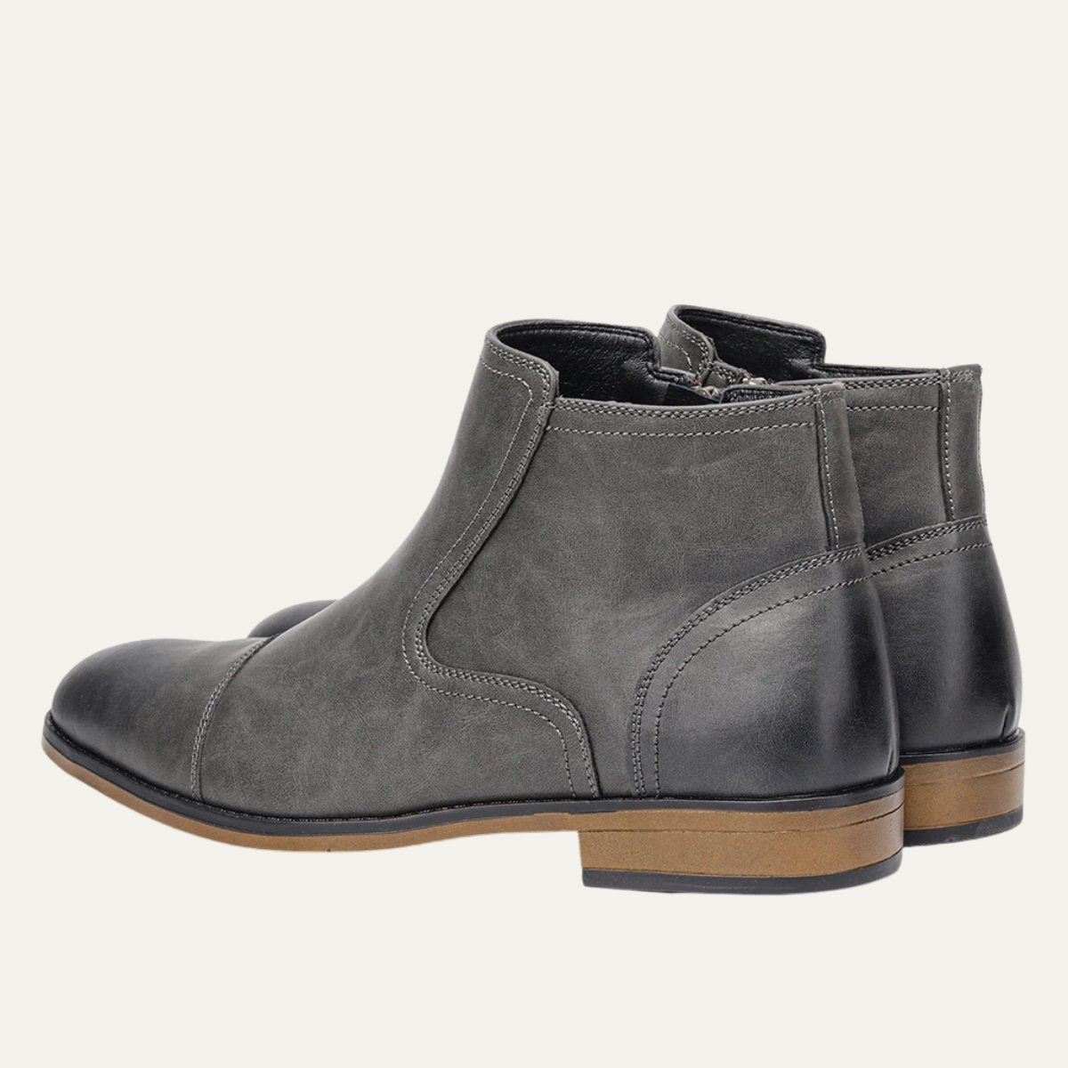 Jude | Men's Leather Ankle Boots Gray Lace Up