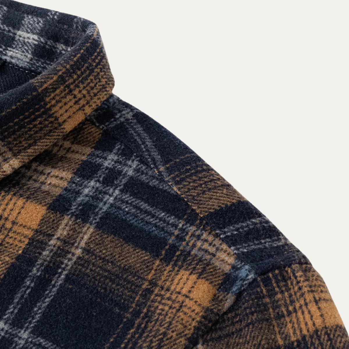 Ash | Men's Casual Plaid Flannel Shirt Navy Brown