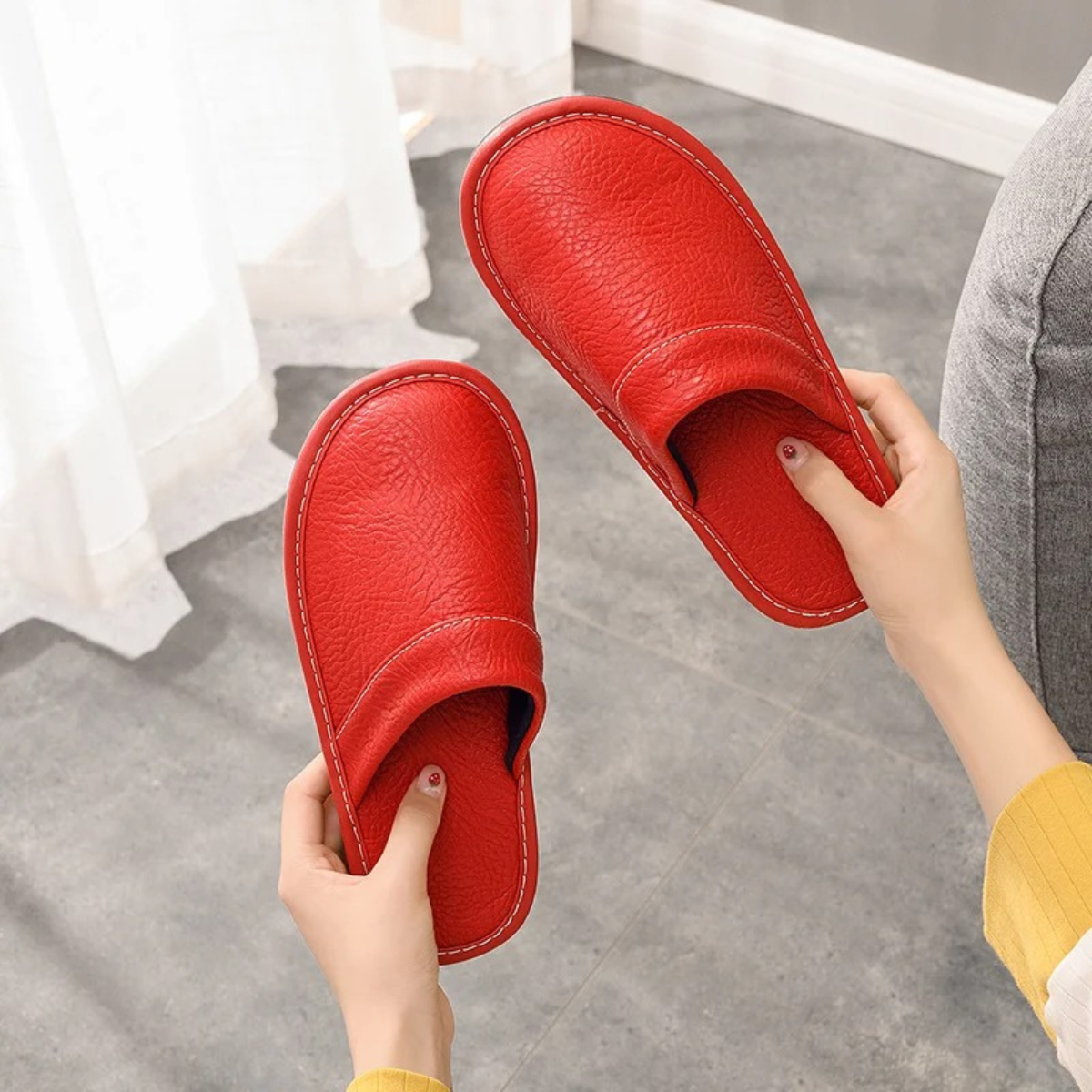 Bram | Men's Leather Slippers Black