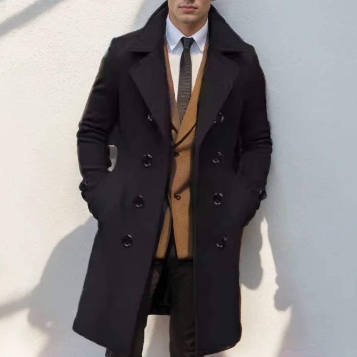 Callum | Men's Double Breasted Wool Coat Gray Long