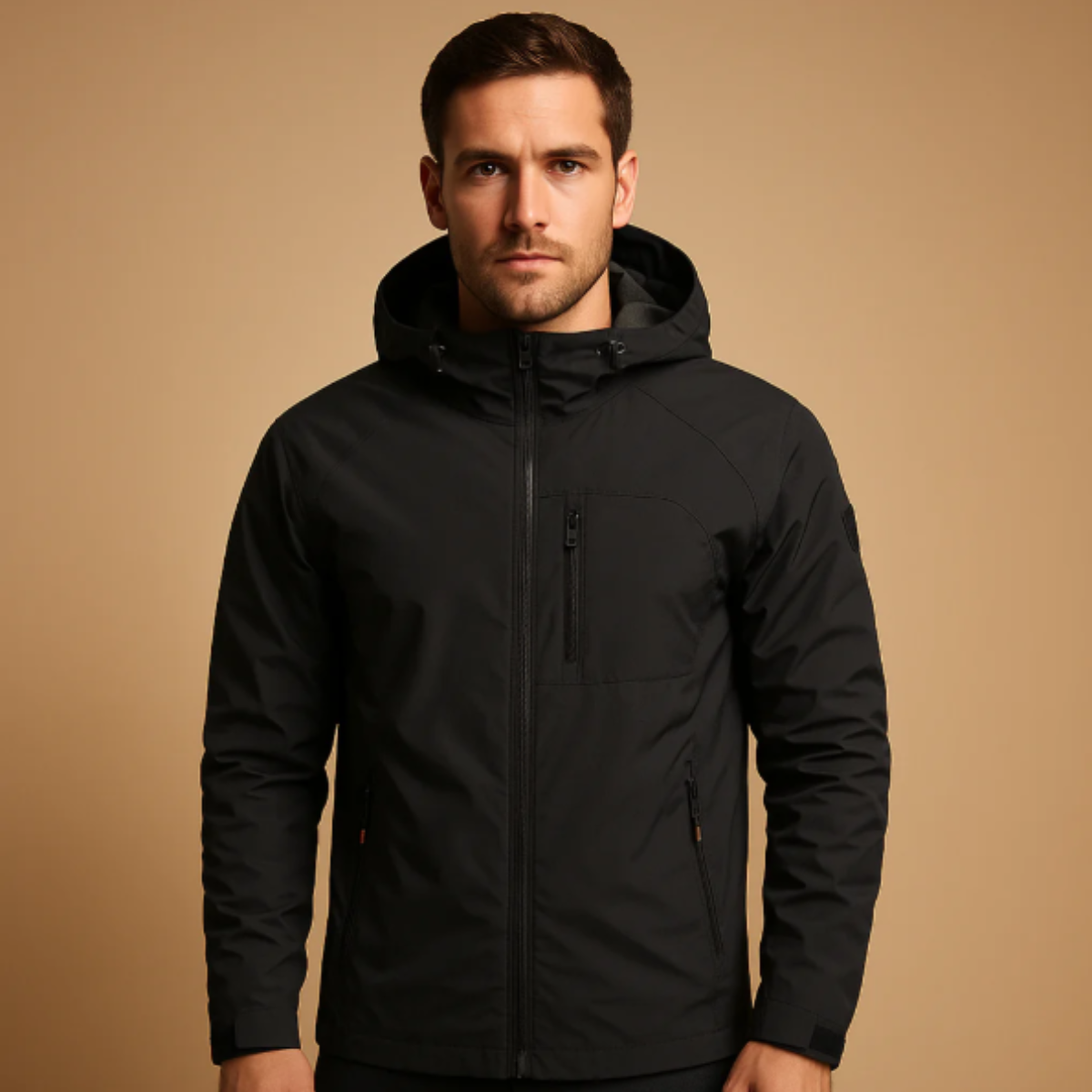 Wyatt | Men's Lightweight Waterproof Hooded Windbreaker Black