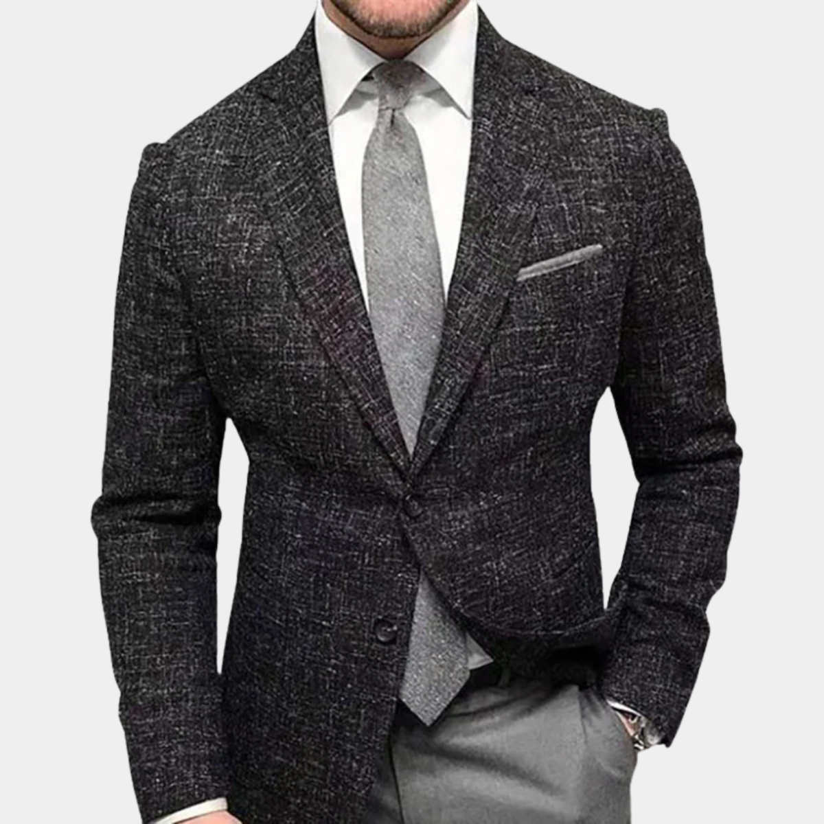 Ashton | Men's Check Blazer Navy Blue Tailored Fit