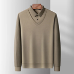 Dama Washington Axel men's v neck sweater cream ribbed sleeves - front view
