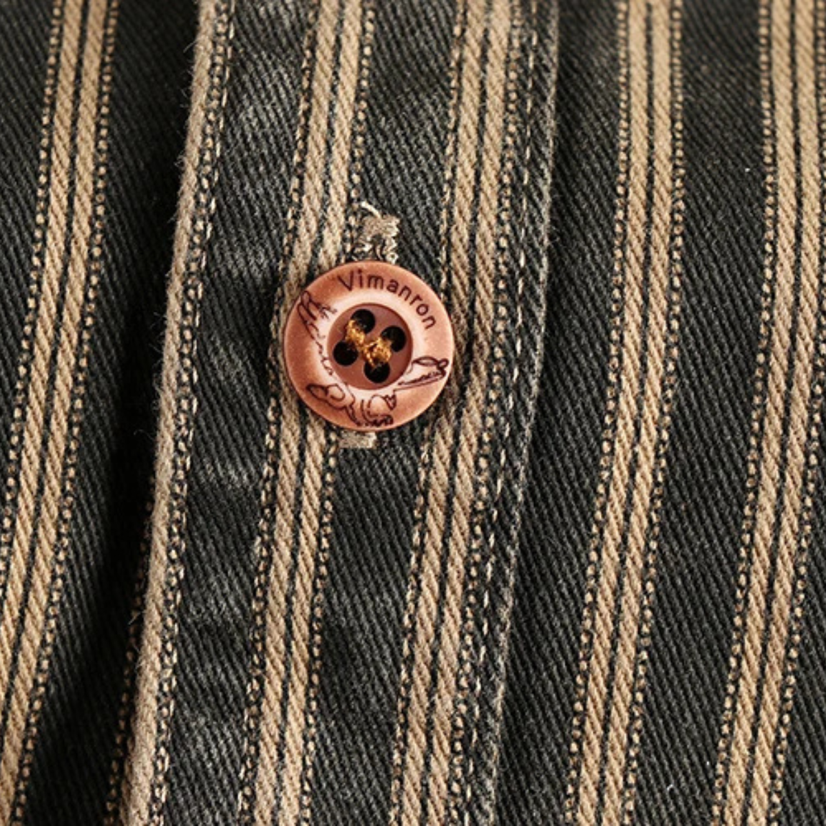 Beau | Men's Vintage Striped Button Up Shirt Brown Cream