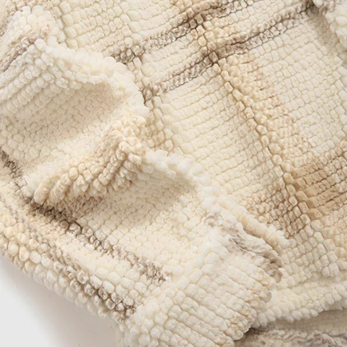 Ash | Men's Vintage Plaid Fleece Shirt Jacket Cream
