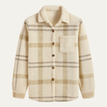 Dama Washington Ash men's vintage plaid fleece shirt jacket cream - front view