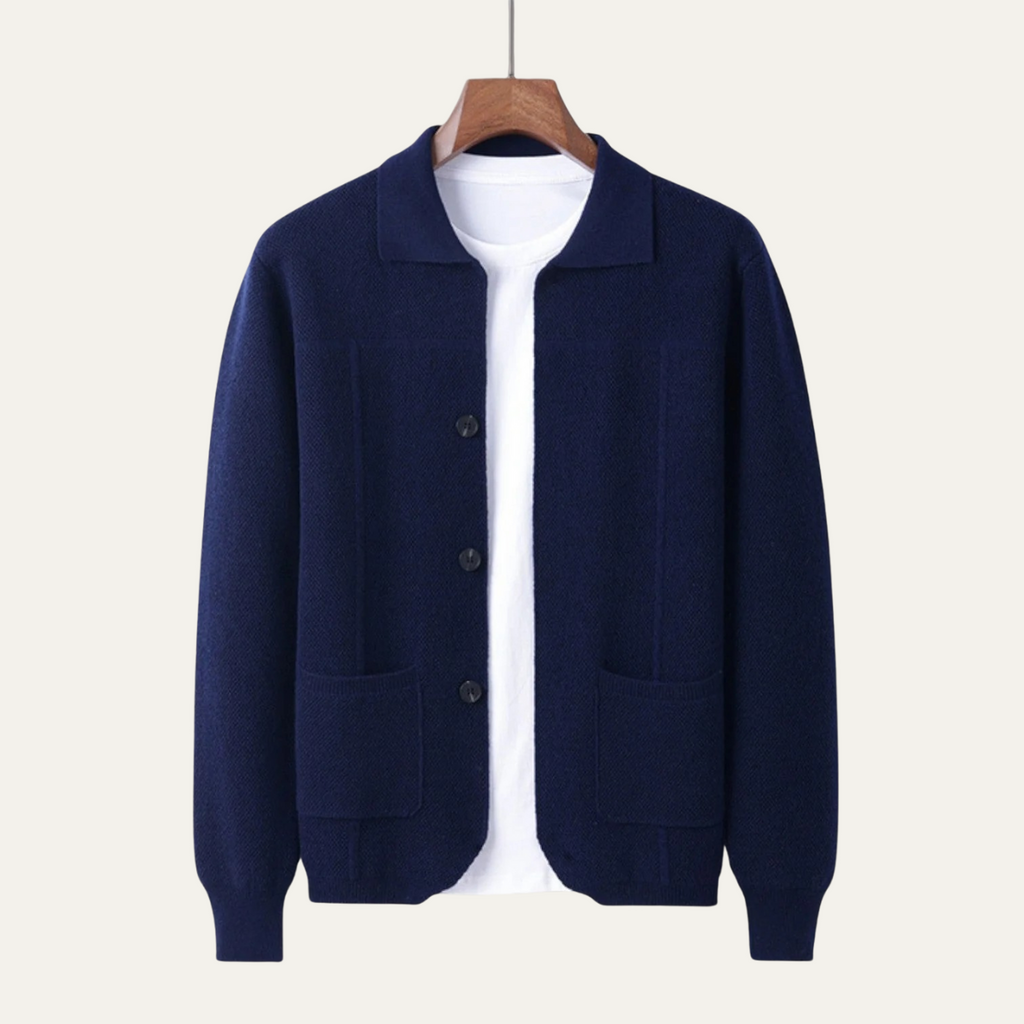 Dama Washington Bram men's smart casual knit cardigan gray button front pockets - view 3
