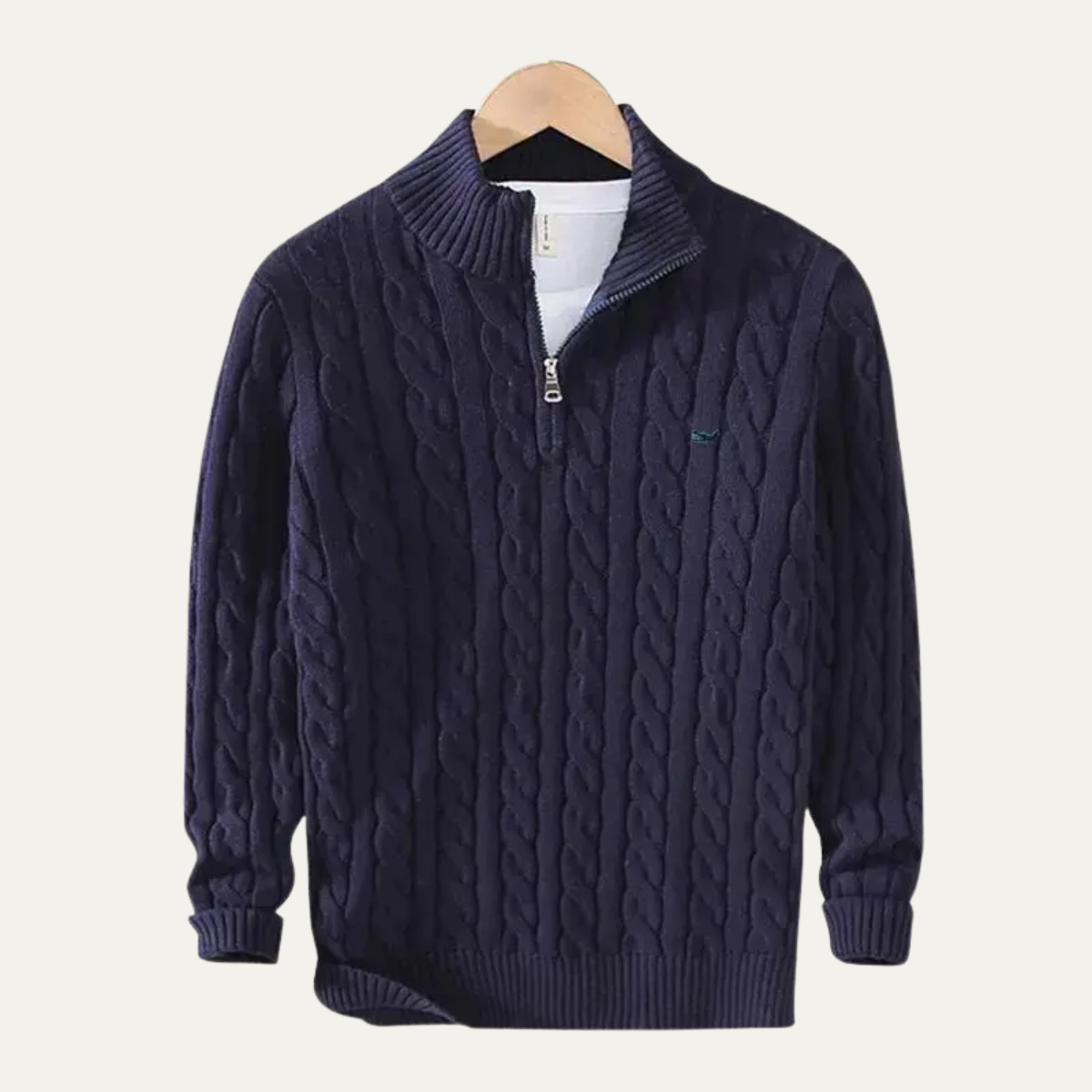 Flint | Men's Cable Knit Quarter Zip Sweater Gray