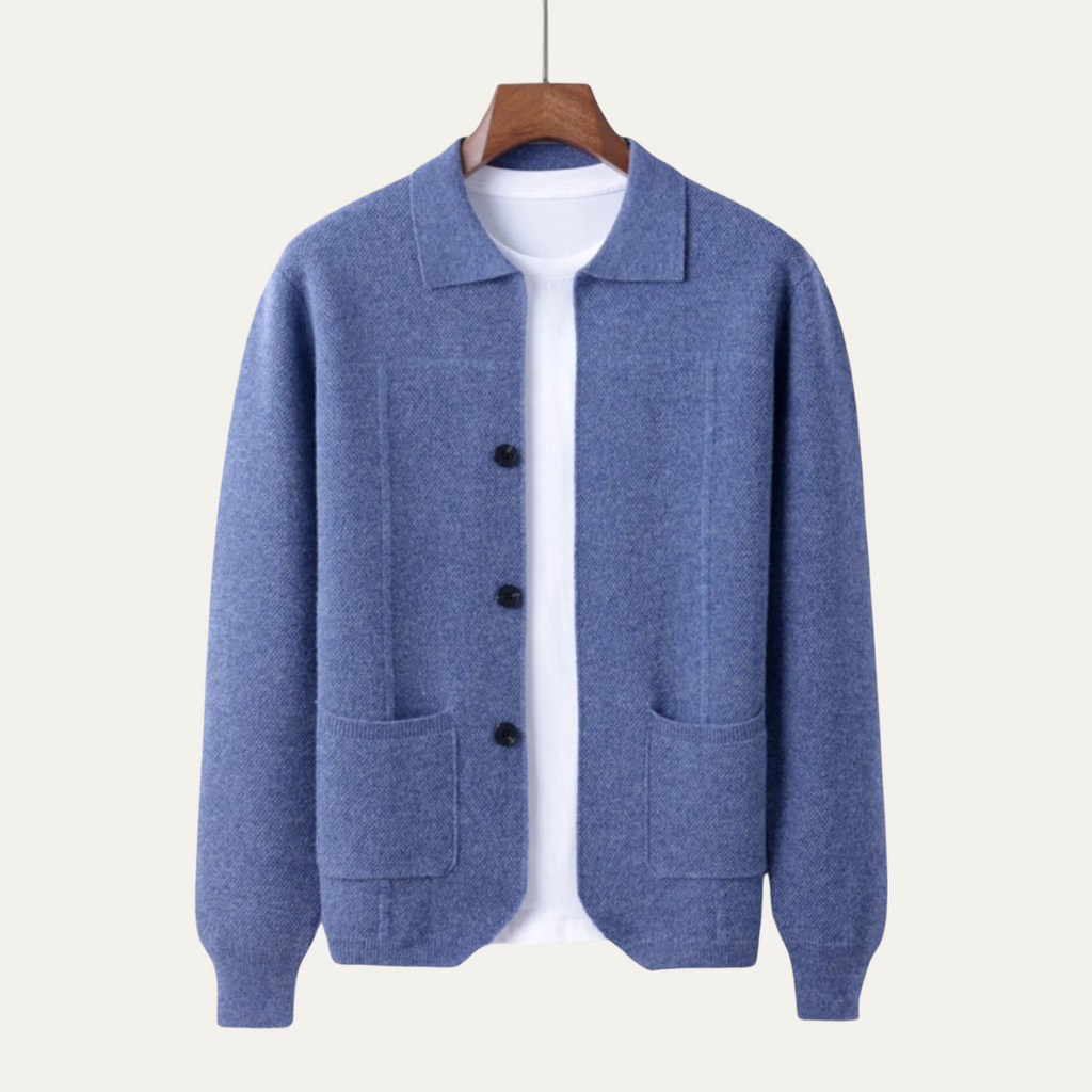 Dama Washington Bram men's smart casual knit cardigan gray button front pockets - view 4