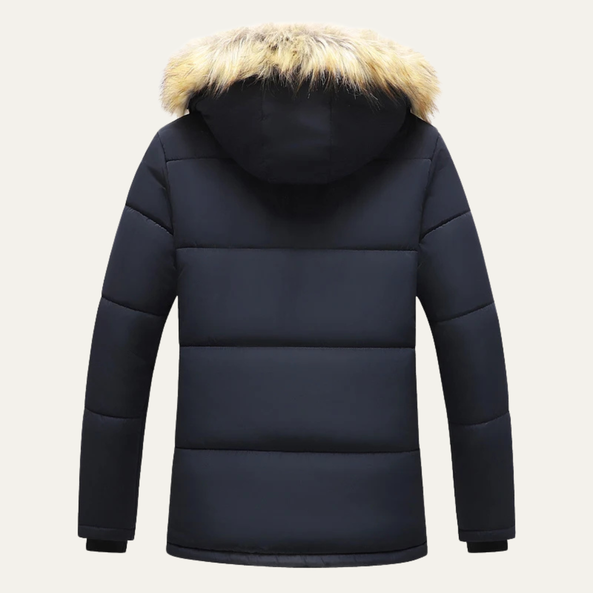 Rhys | Men's Puffer Jacket Navy Faux Fur Hooded Winter Coat