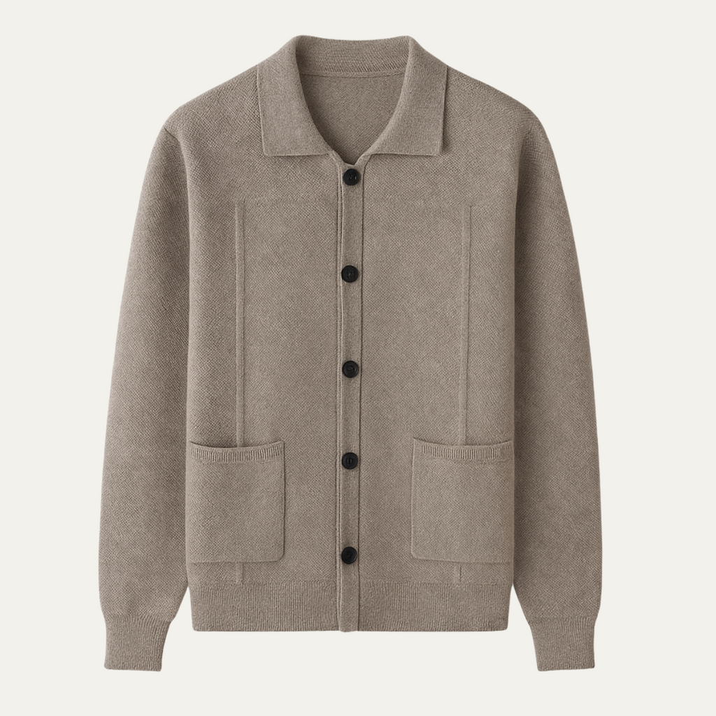 Dama Washington Bram men's smart casual knit cardigan gray button front pockets - view 5