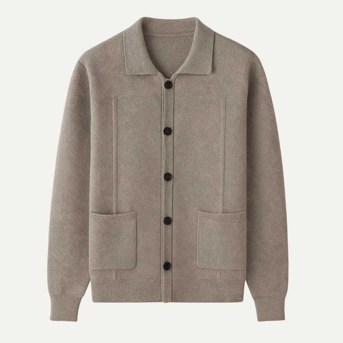 Bram | Men's Smart Casual Knit Cardigan Gray Button Front Pockets