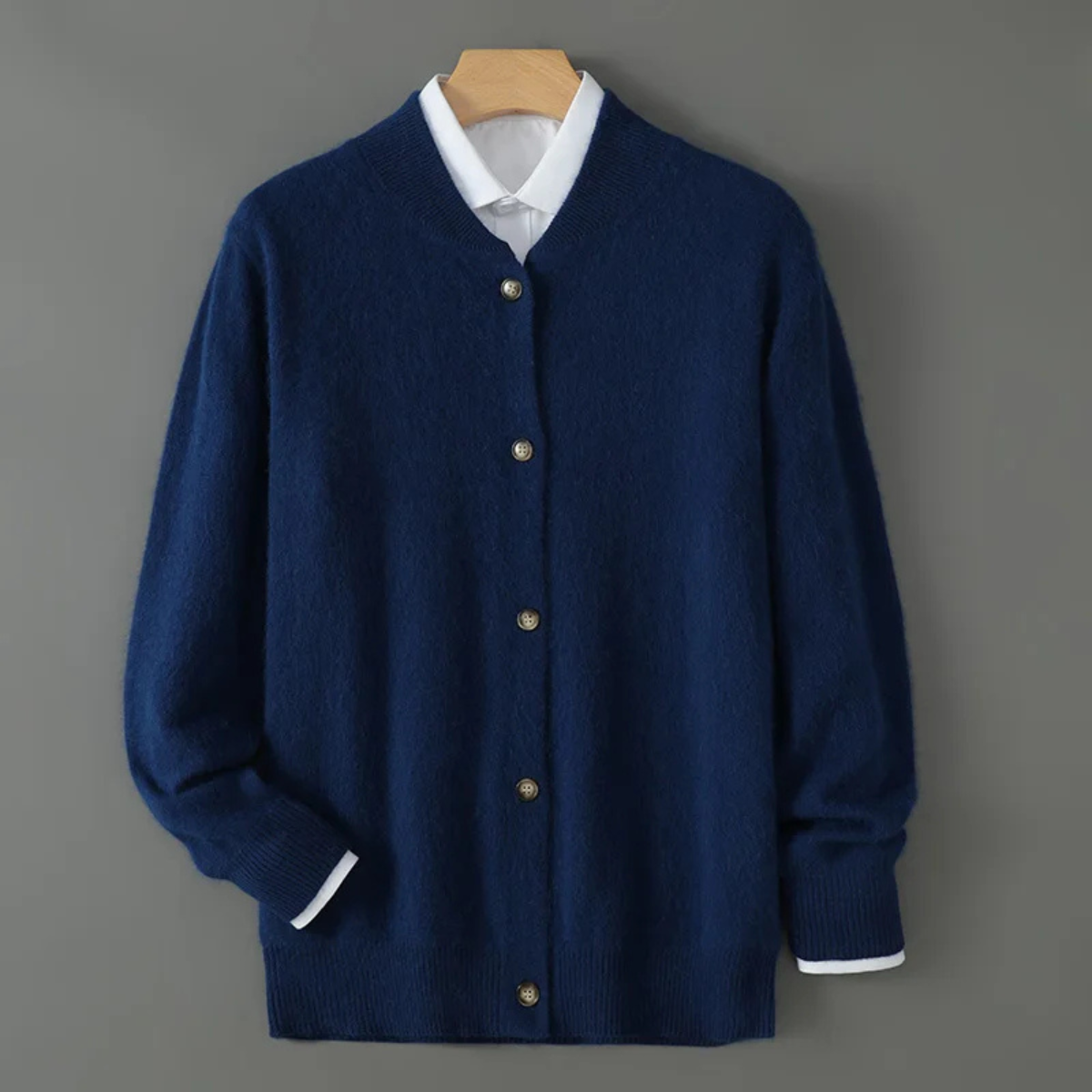 Ashby | Men's Cream Button Cardigan Sweater Long Sleeve Knit