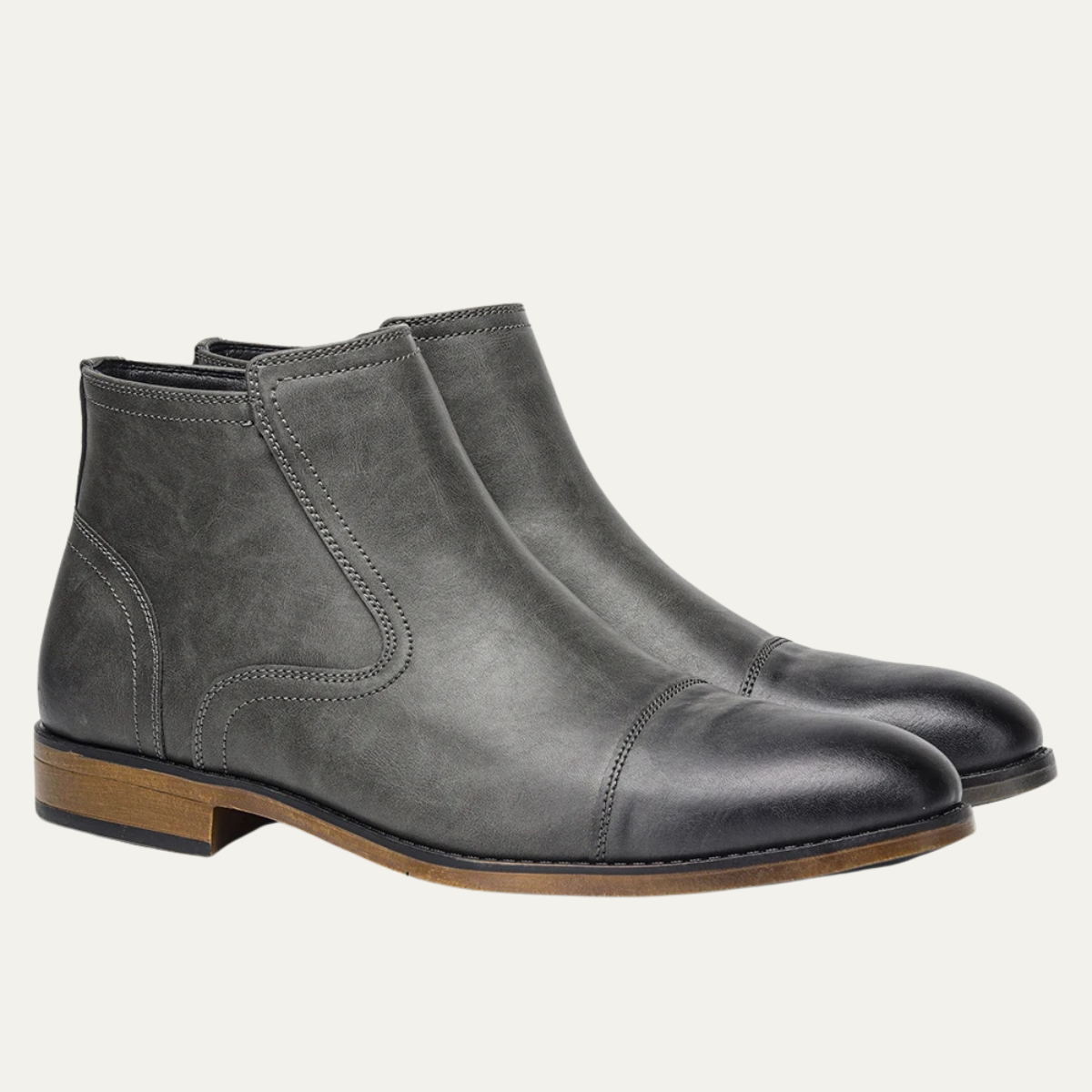Jude | Men's Leather Ankle Boots Gray Lace Up
