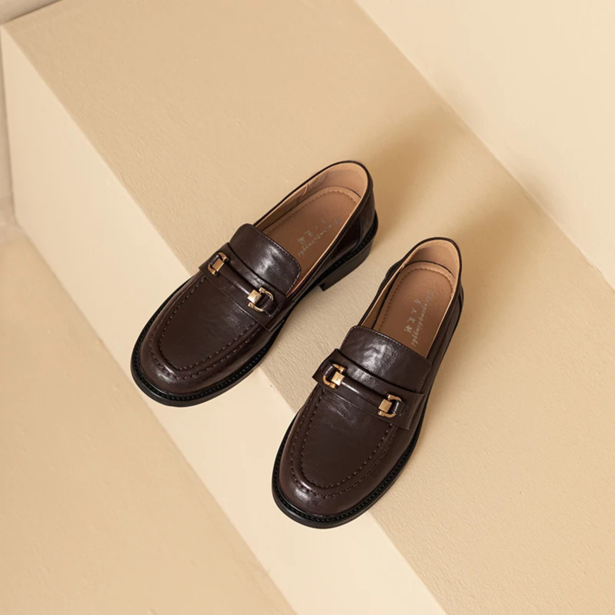 Axel | Men's Classic Slip On Leather Loafers Black Metal Buckle