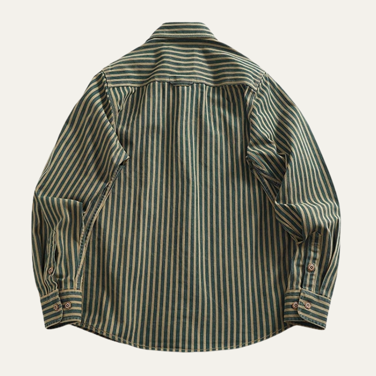 Wade | Men's Vintage Striped Button Up Shirt Green Cream