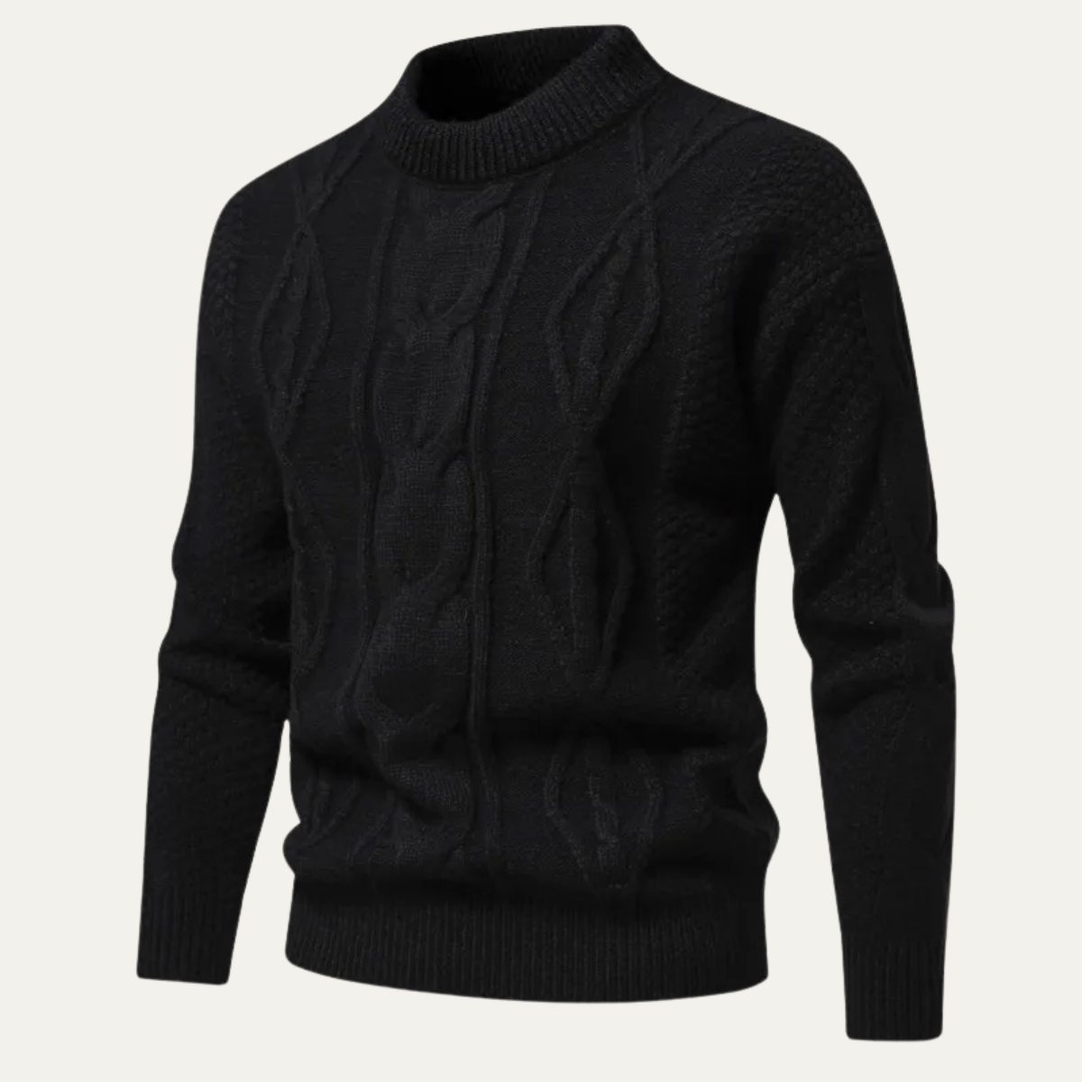 Jasper | Men's Cable Knit Sweater Cream Crew Neck