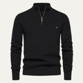 Dama Washington Blake men's quarter zip sweater black ribbed knit - front view