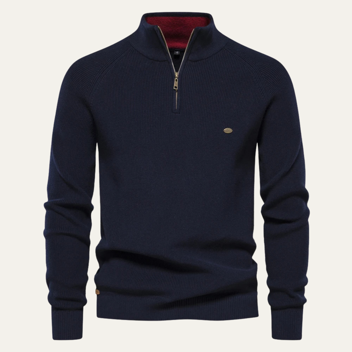 Blake | Men's Quarter Zip Sweater Black Ribbed Knit