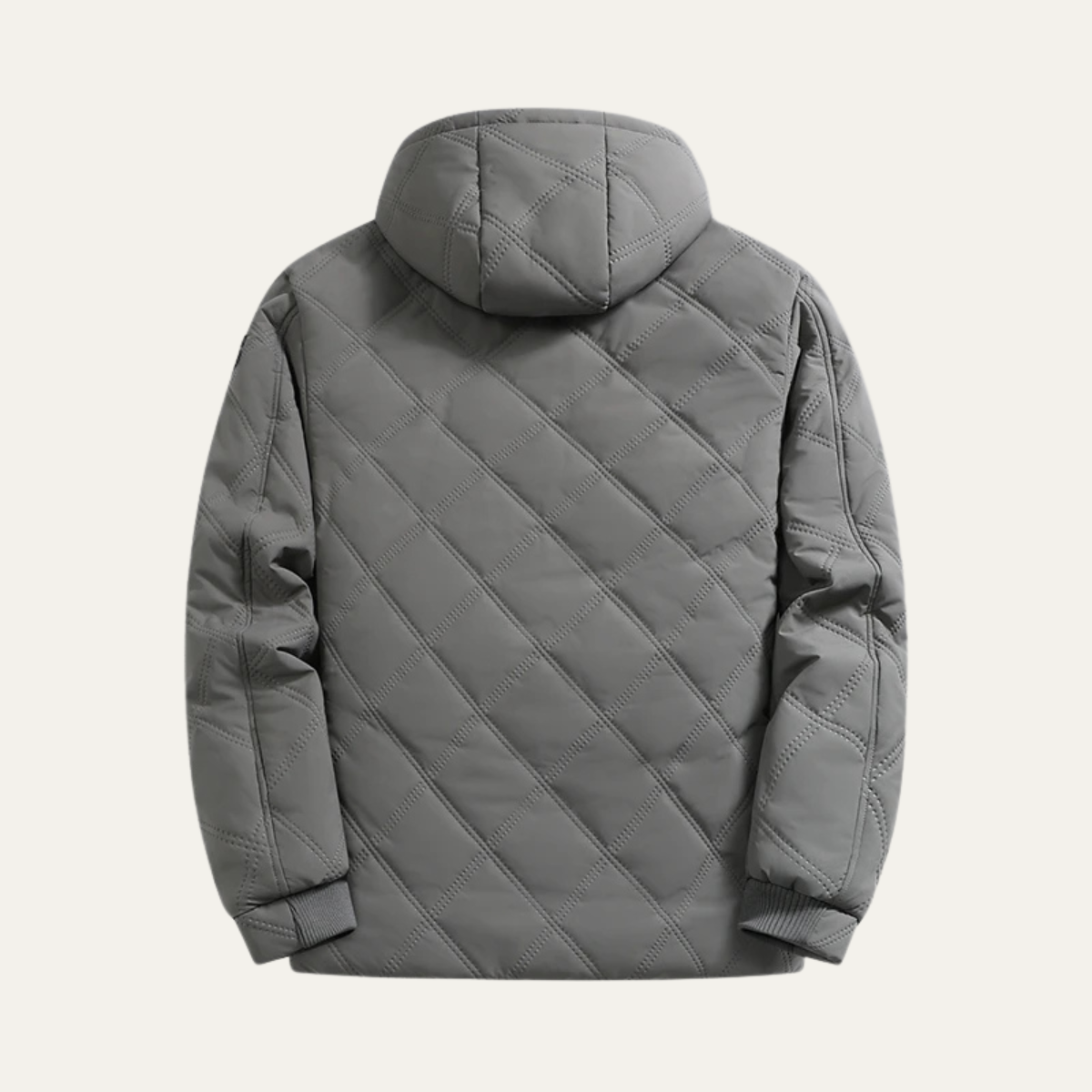 Voss | Men's Quilted Puffer Jacket Gray Fleece Lined Hooded
