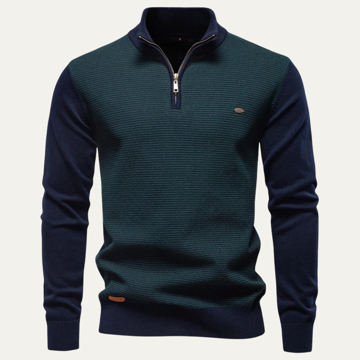 Nash | Men's Quarter Zip Sweater Navy Teal Color Block Knit