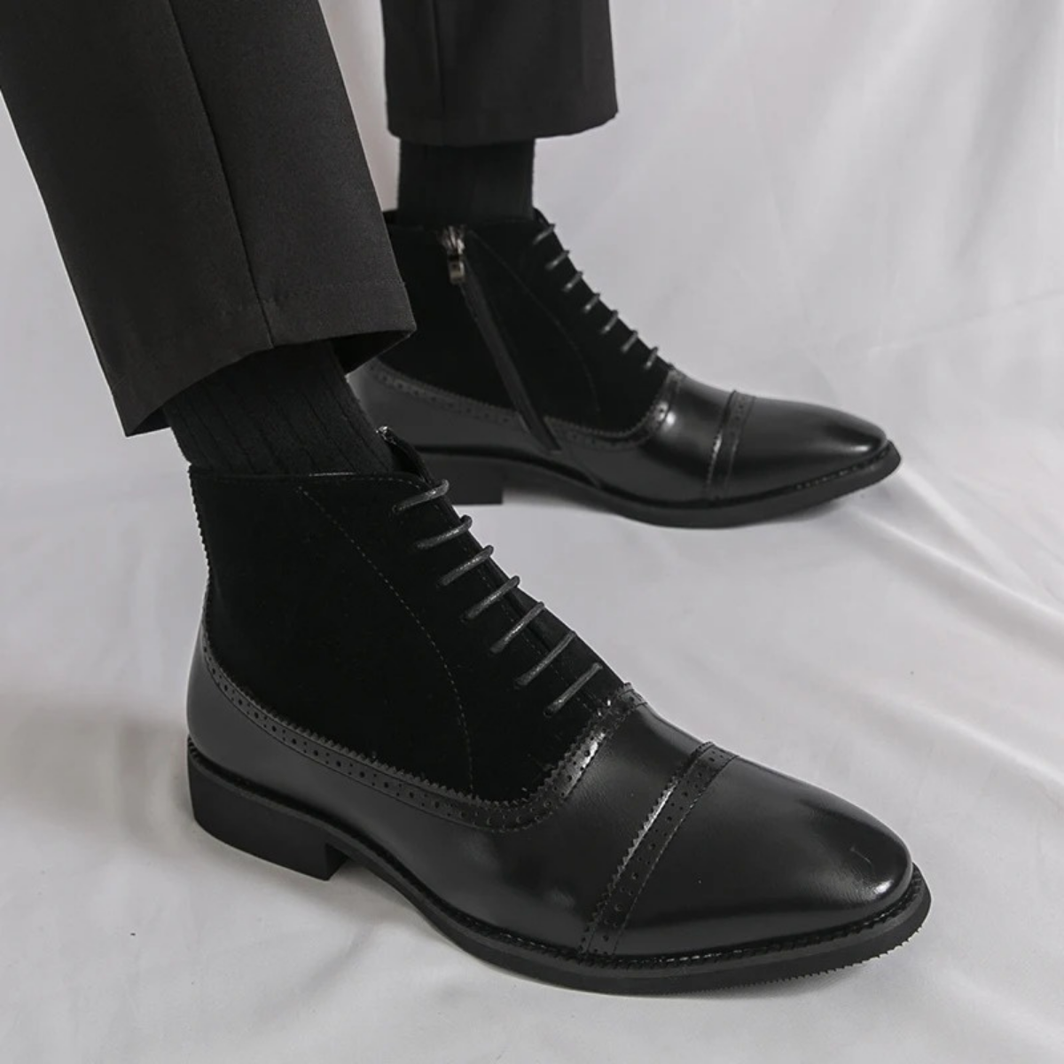 Sage | Men's Leather Lace Up Boot Brown Wingtip Ankle