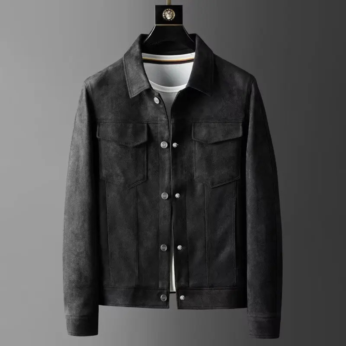 Beau | Men's Suede Trucker Jacket Beige
