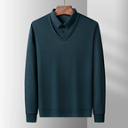 Dama Washington Axel men's v neck sweater cream ribbed sleeves - view 3