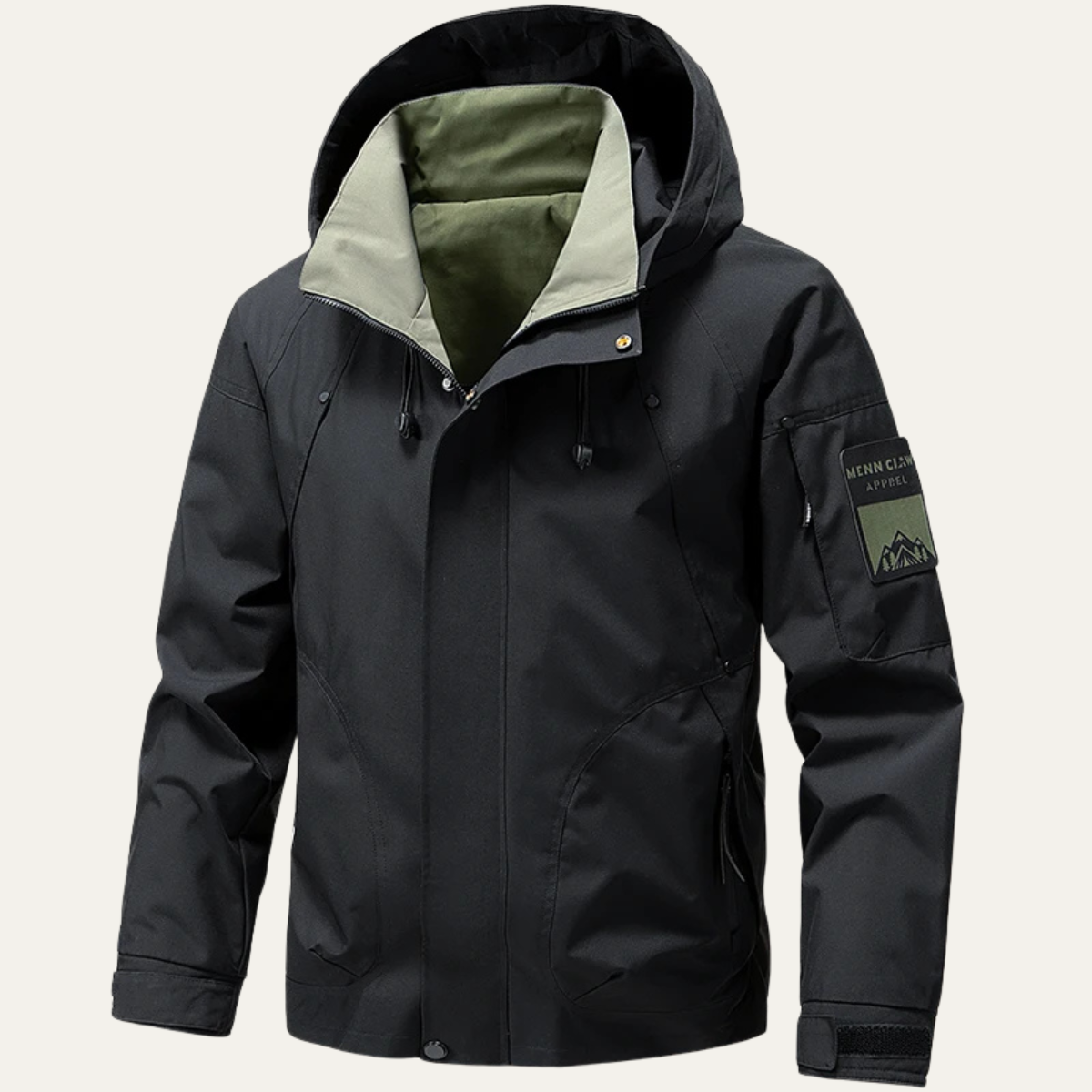Ada | Men's Windproof Rain Jacket Black Hooded Outdoor