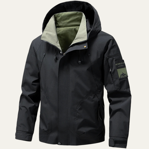 Dama Washington Ada men's windproof rain jacket black hooded outdoor - front view