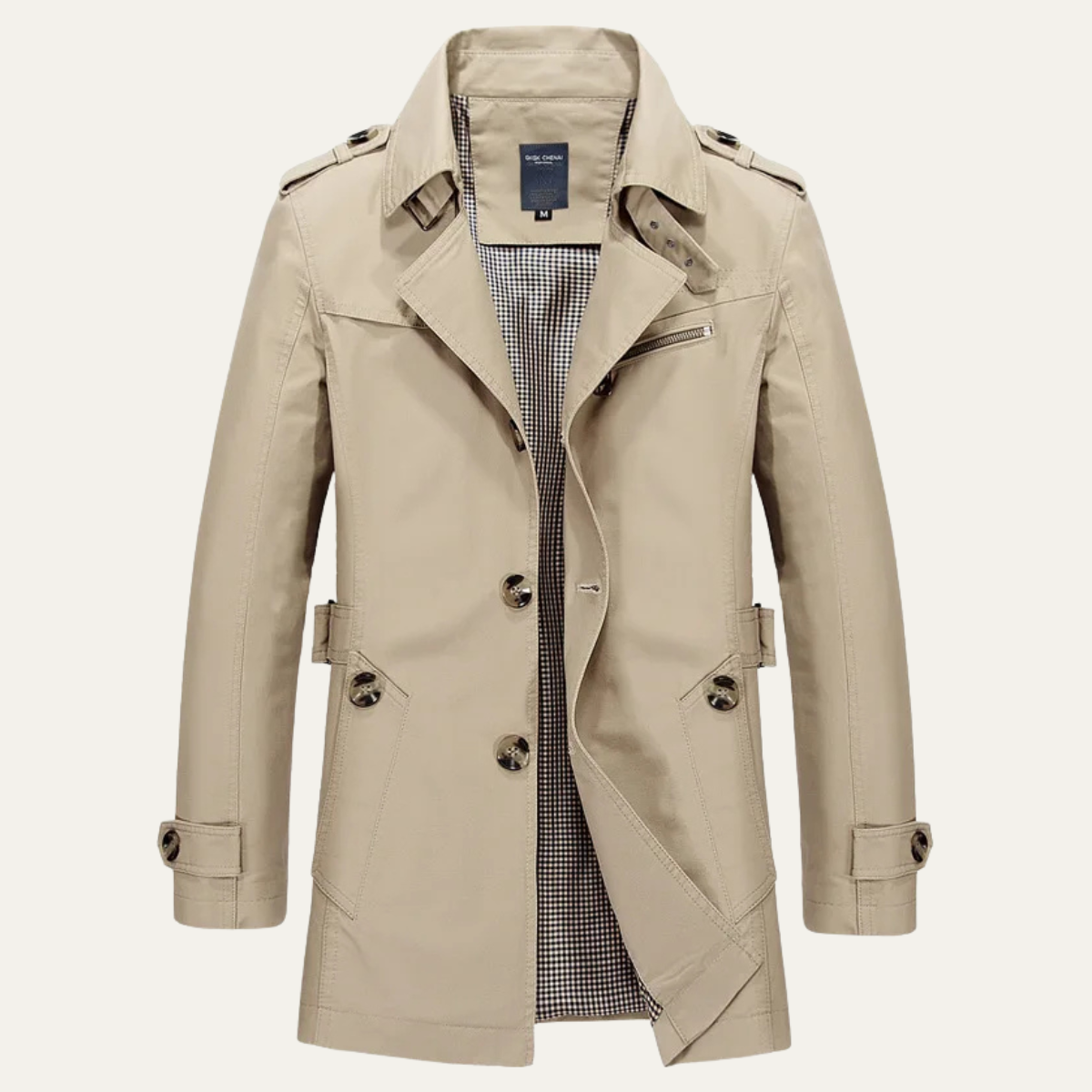 Axel | Men's Double Breasted Trench Coat Cream